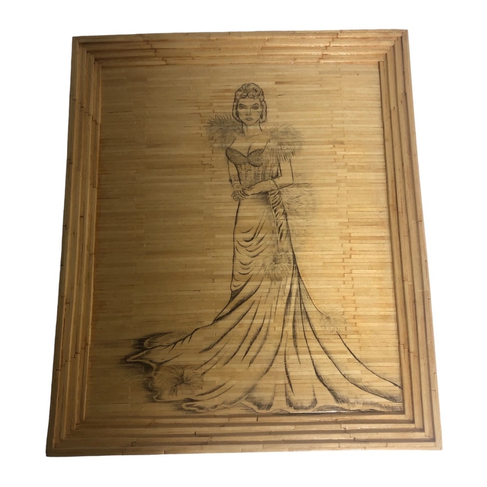 Vintage handmade matchstick art